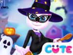 Προετοιμασία για το Halloween με γάτες και κορίτσια
